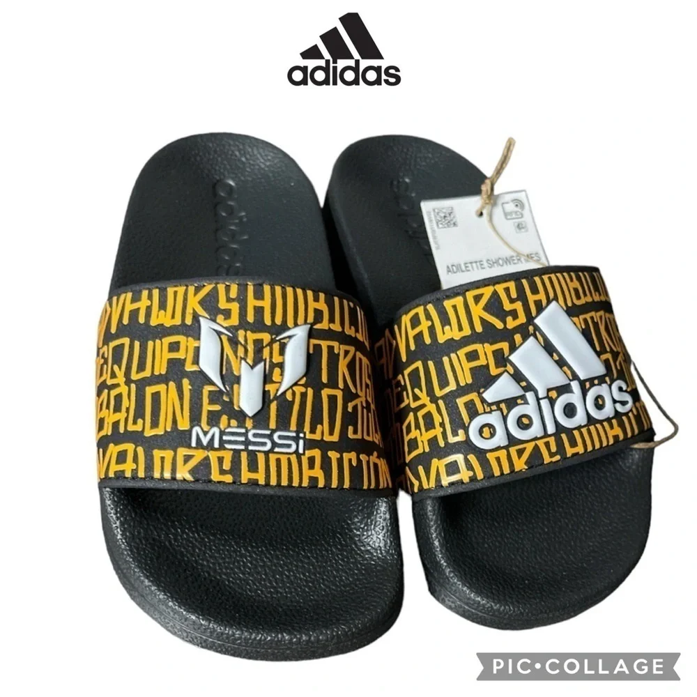 Adidas Messi Adilette Kids Shower Slide Sandals size 10 NWT